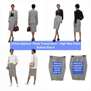 ​Aritzia Babaton Times Tweed Skirt – High-Rise Pearl Button Size 2-4